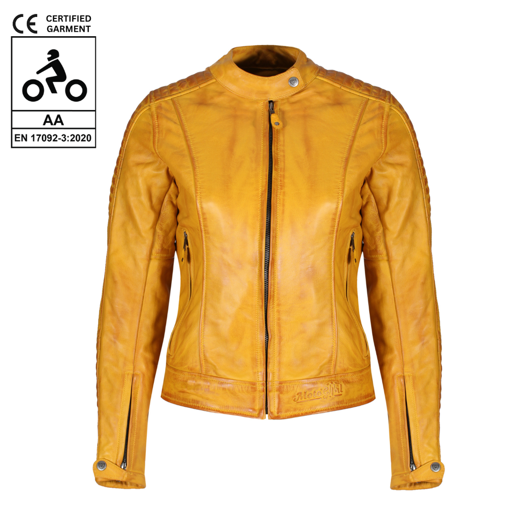 Valerie Yellow Leather Jacket - MotoGirl Ltd