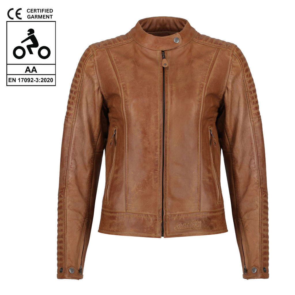 Valerie Camel Leather Jacket - MotoGirl Ltd