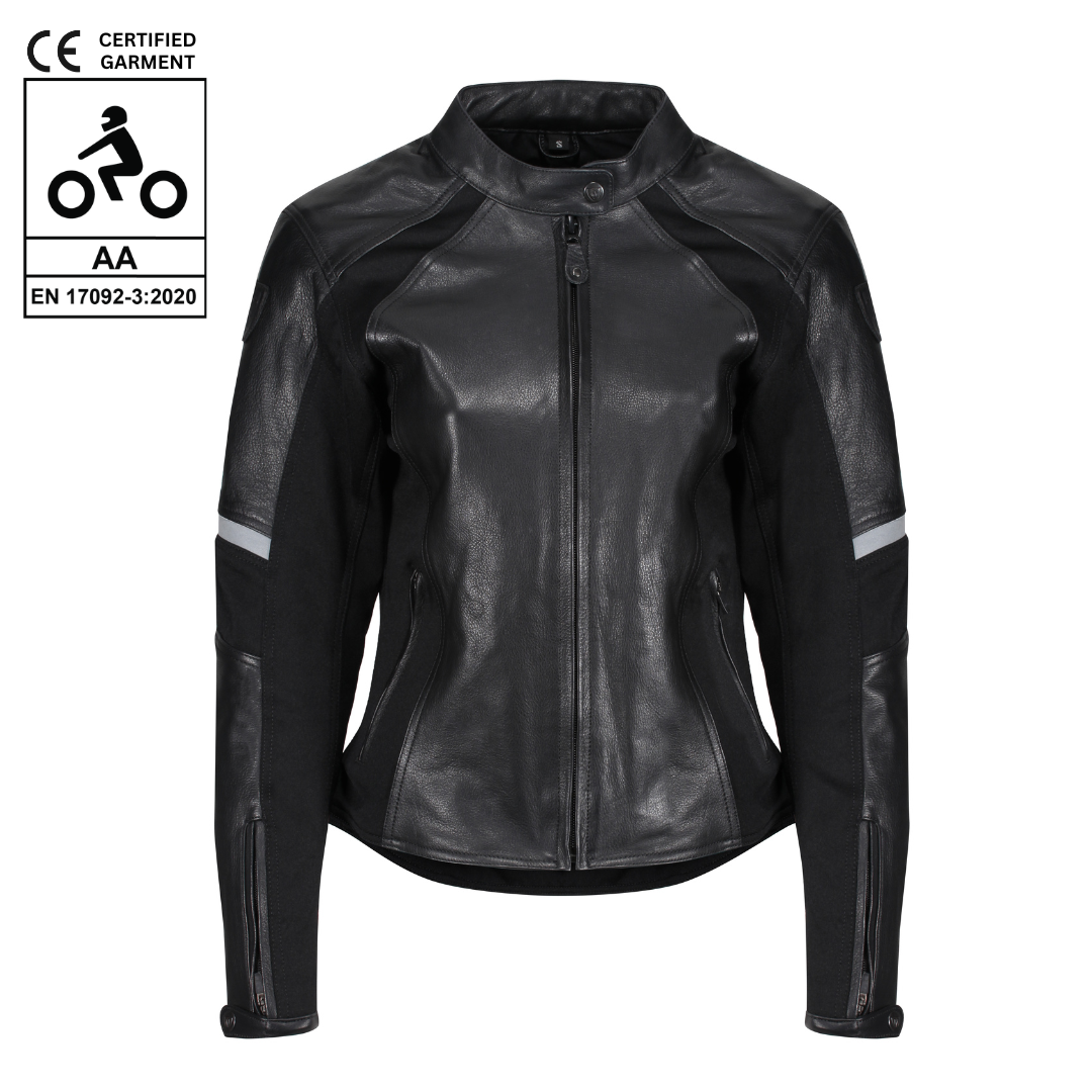 Fiona Black Leather Jacket - MotoGirl Ltd