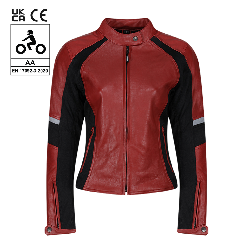 Fiona Red Leather Jacket - MotoGirl Ltd