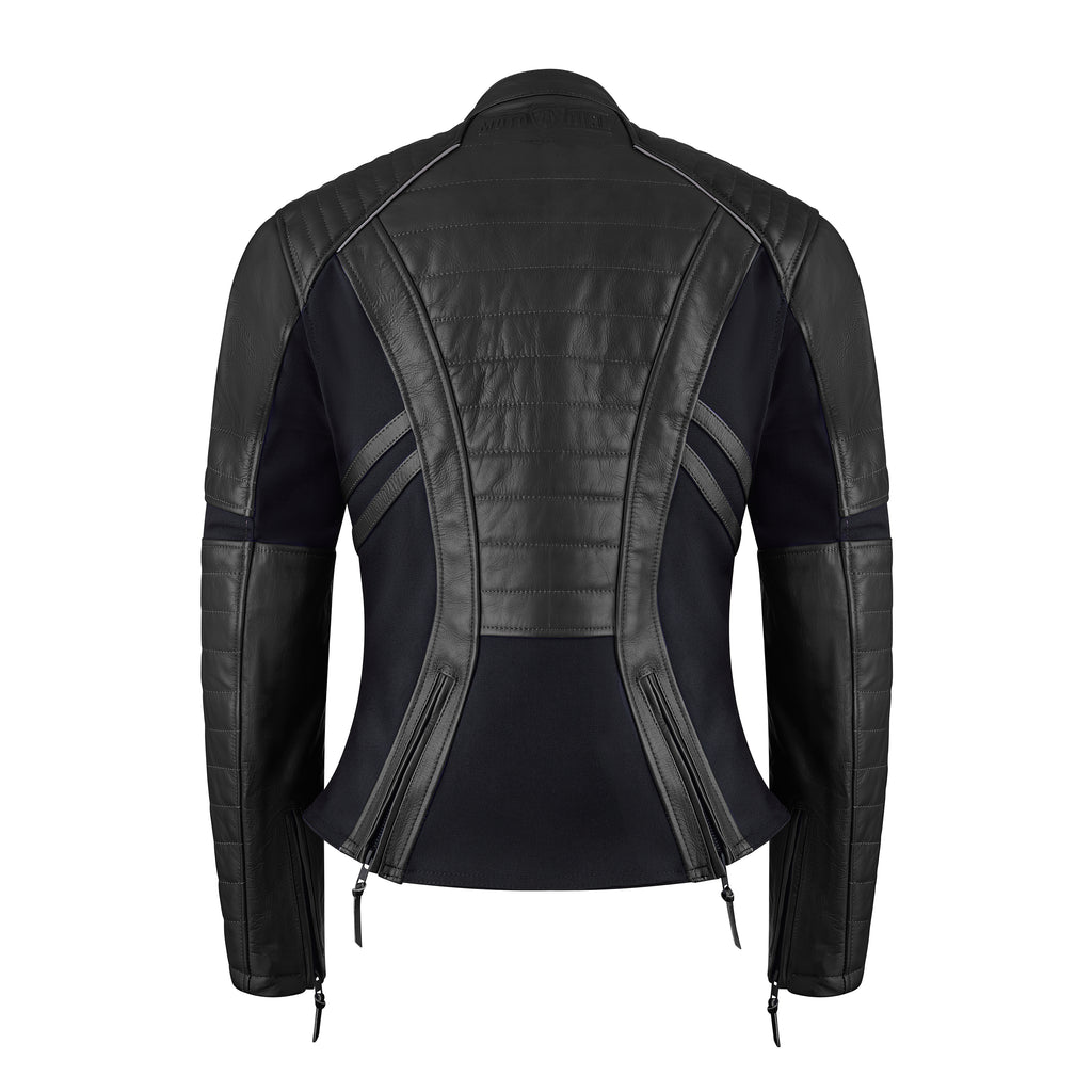 Amelia Black Leather Jacket - MotoGirl Ltd