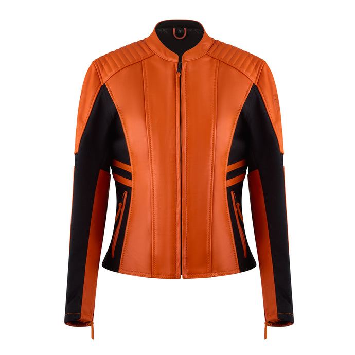 Amelia Orange Leather Jacket