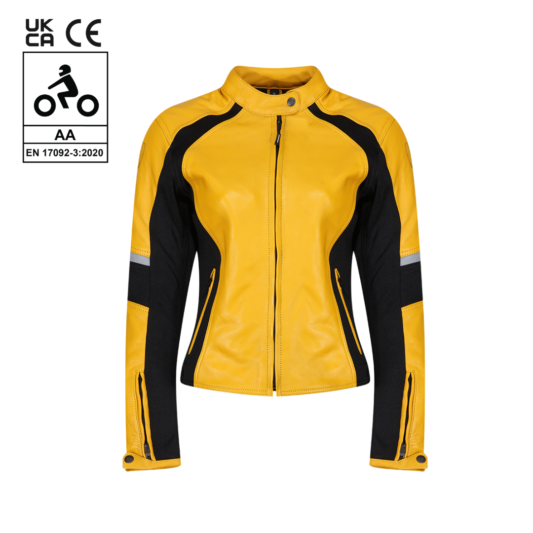 Fiona Yellow Leather Jacket - MotoGirl Ltd