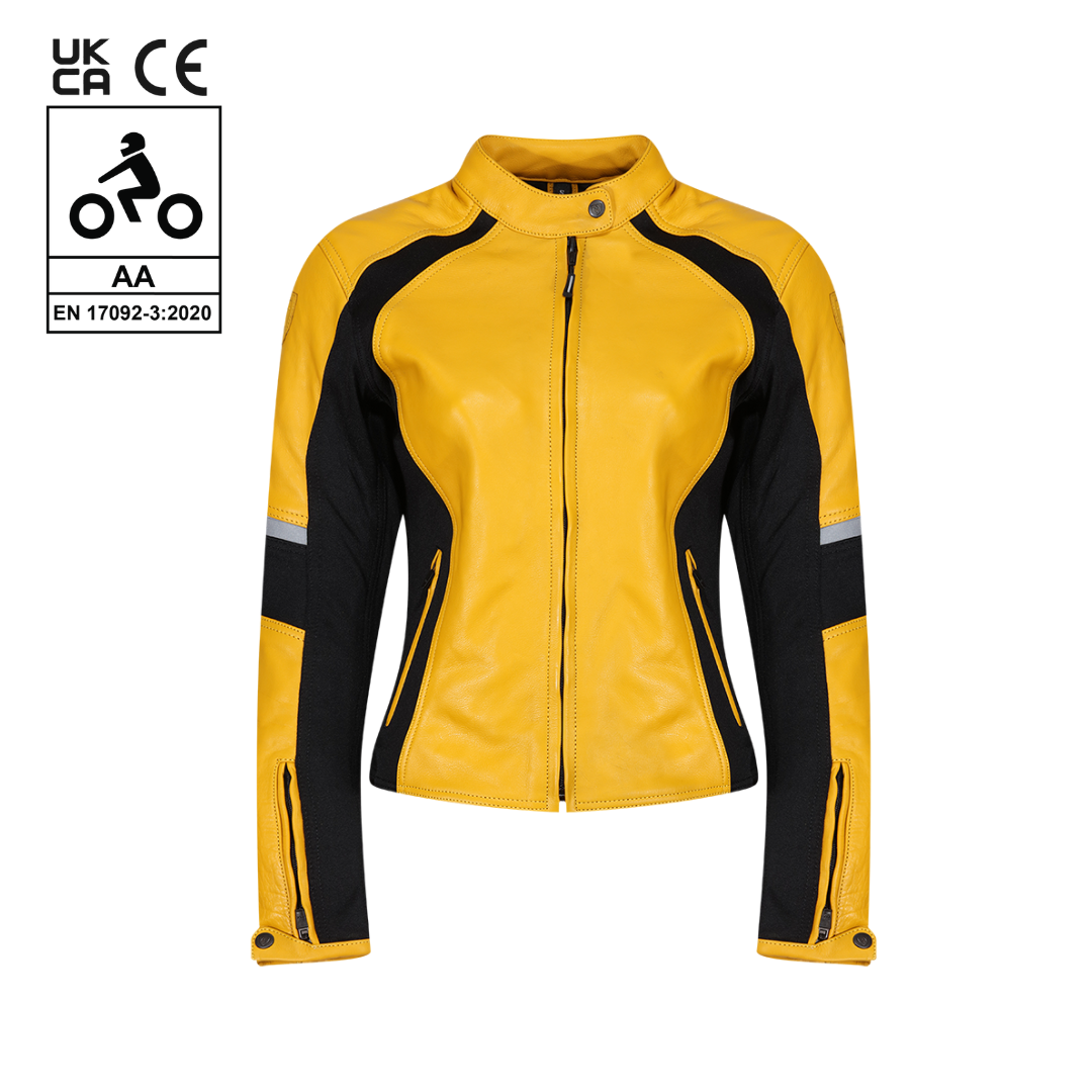 Fiona Yellow Leather Jacket – MotoGirl Ltd