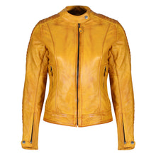 Load image into Gallery viewer, Valerie Yellow Leather Jacket - MotoGirl Ltd
