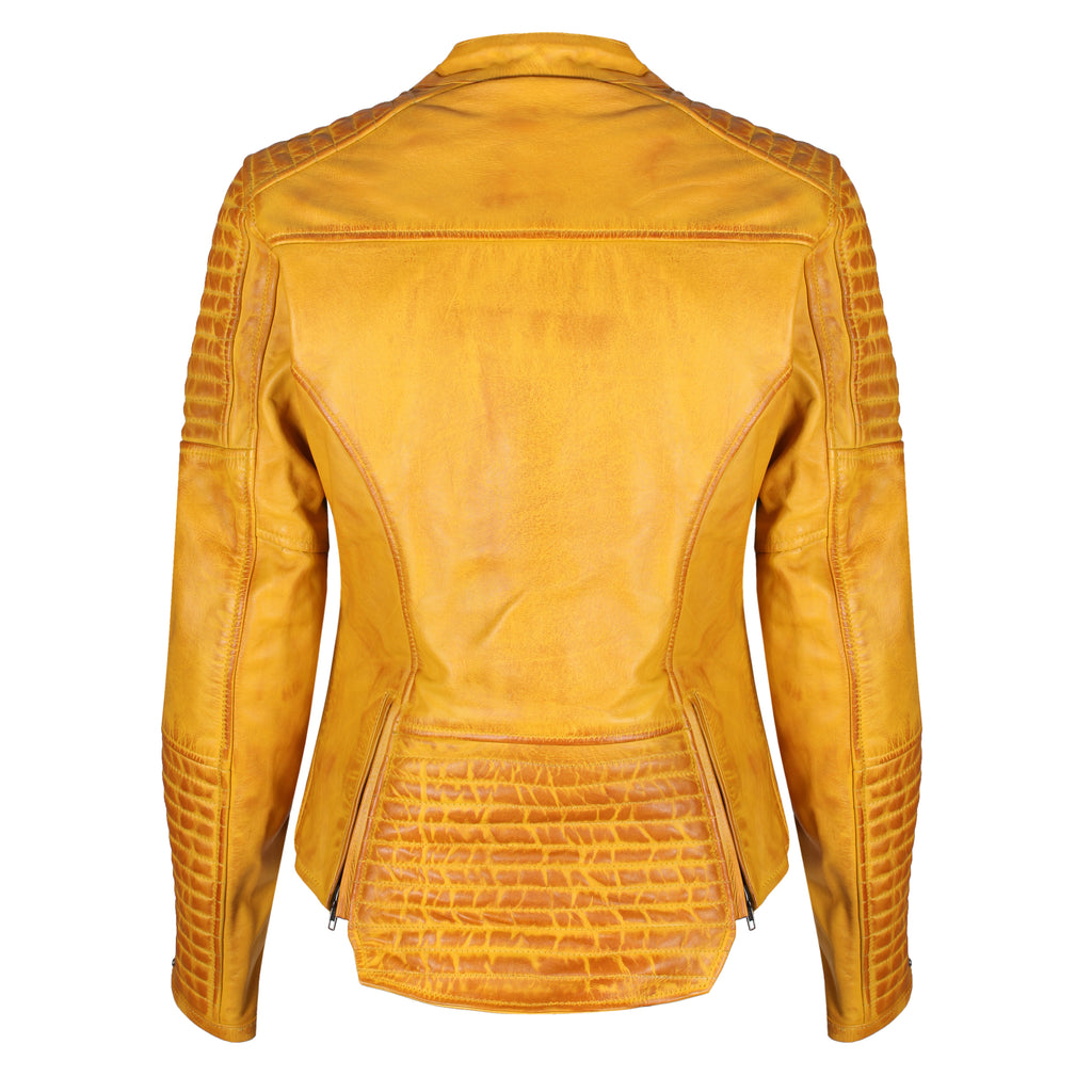 Valerie Yellow Leather Jacket - MotoGirl Ltd