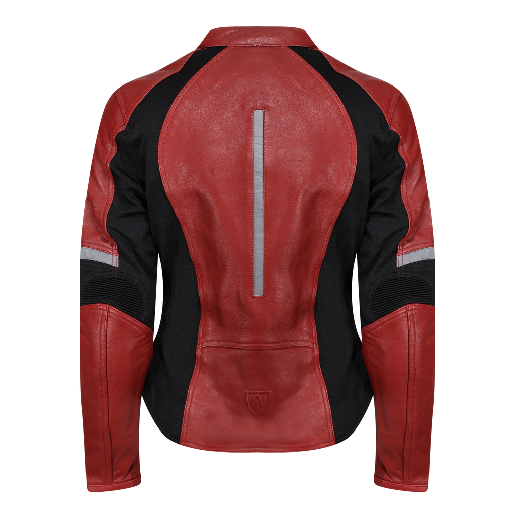 Fiona Red Leather Jacket - MotoGirl Ltd