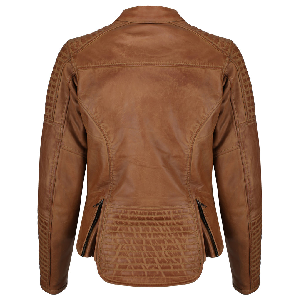 Valerie Camel Leather Jacket - MotoGirl Ltd