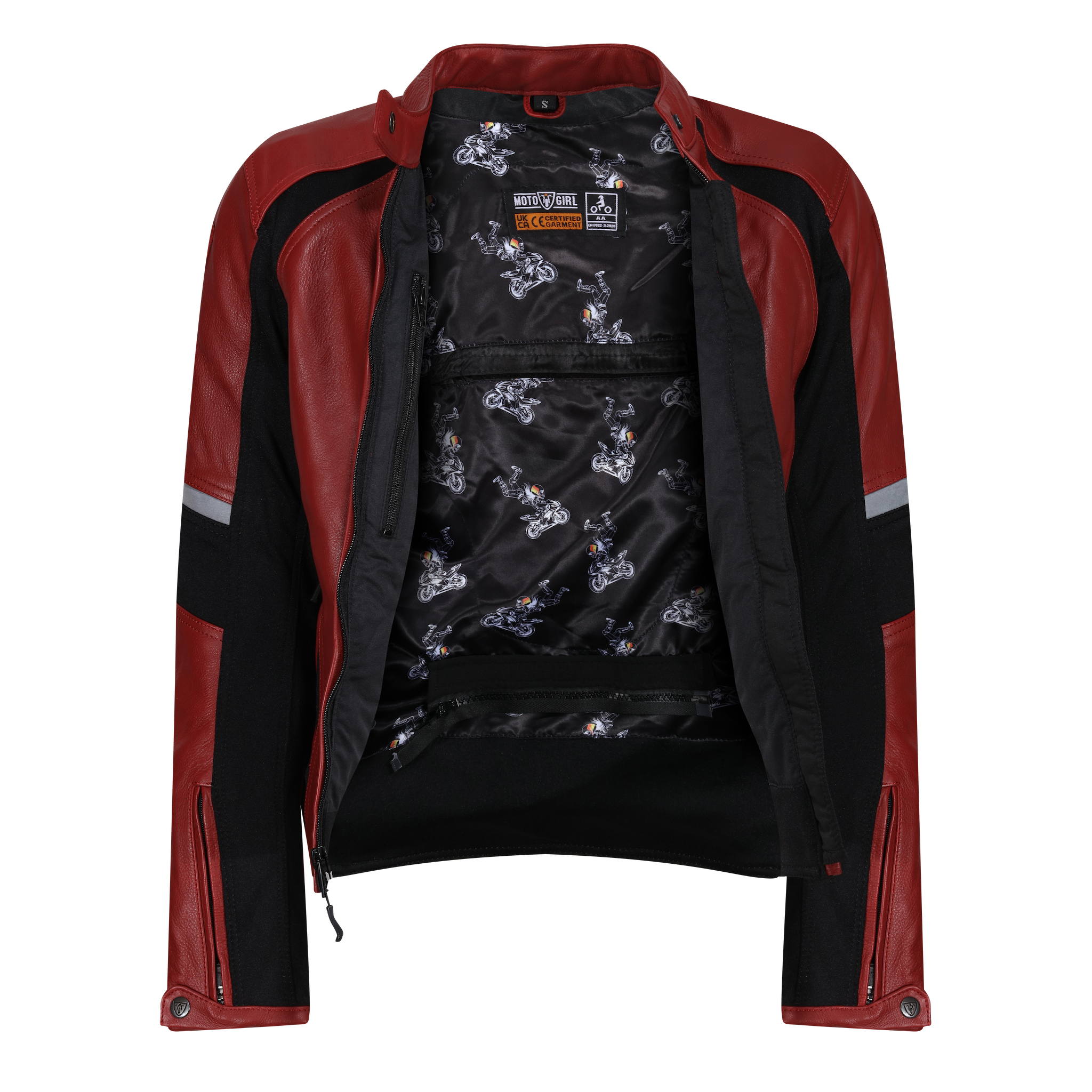 Fiona Red Leather Jacket - MotoGirl Ltd