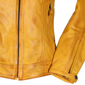 Valerie Yellow Leather Jacket - MotoGirl Ltd
