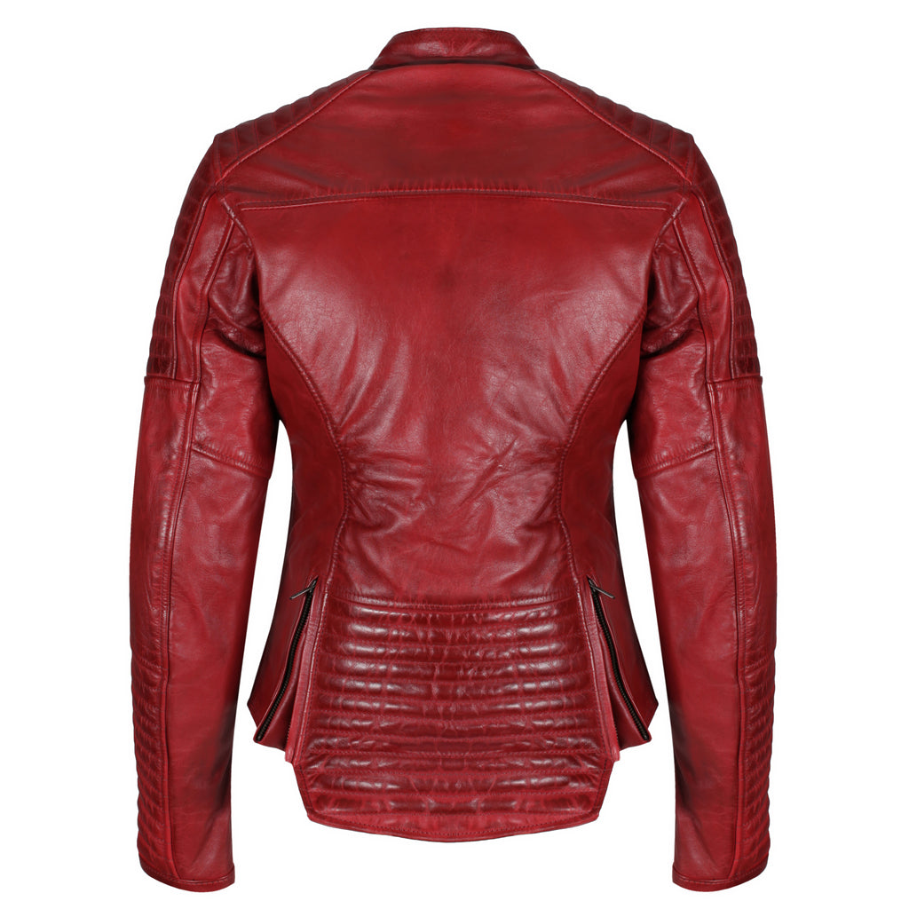 Valerie Red Leather Jacket - MotoGirl Ltd