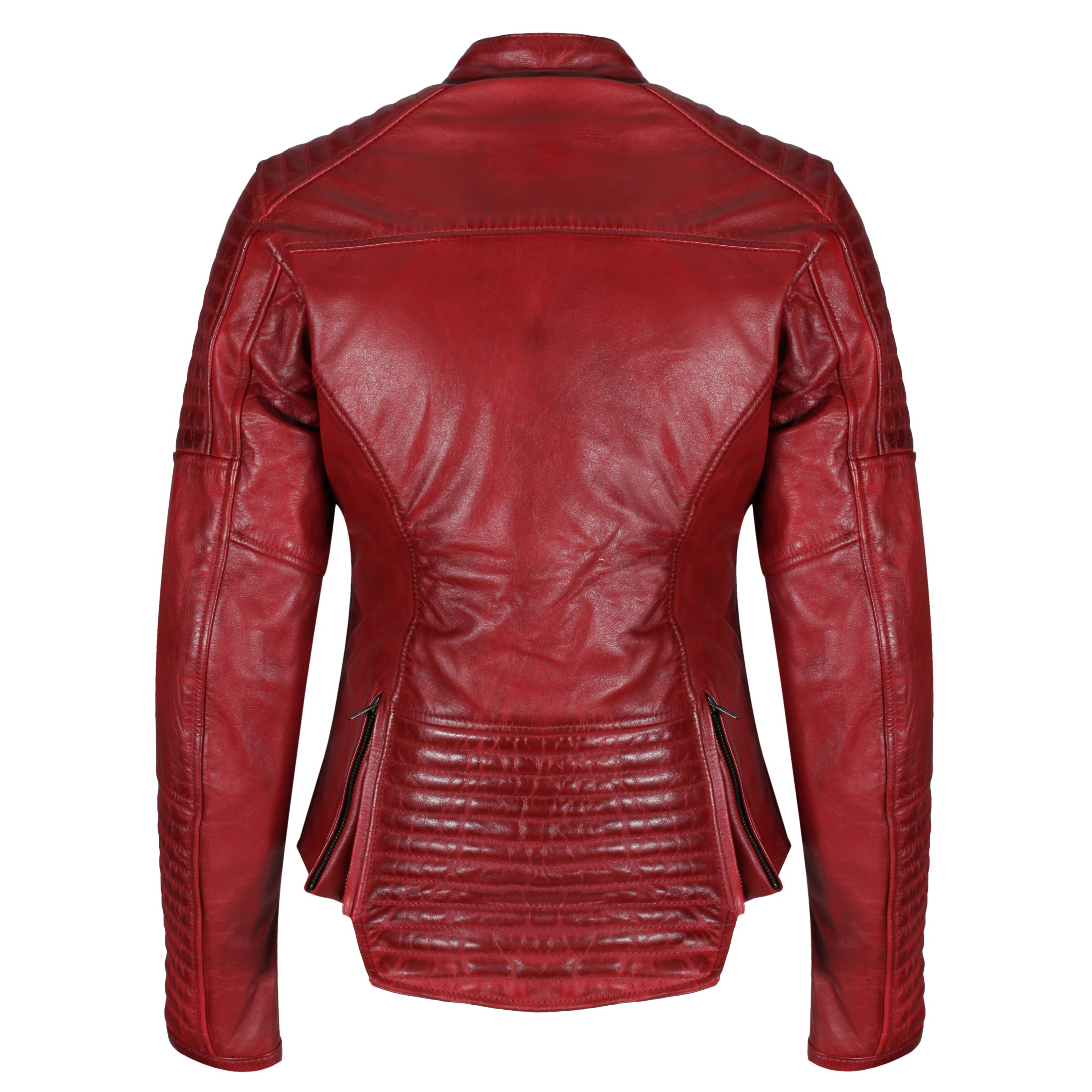 Valerie Red Leather Jacket - MotoGirl Ltd