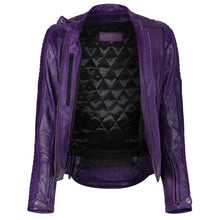 Load image into Gallery viewer, Valerie Purple Leather Jacket - MotoGirl Ltd
