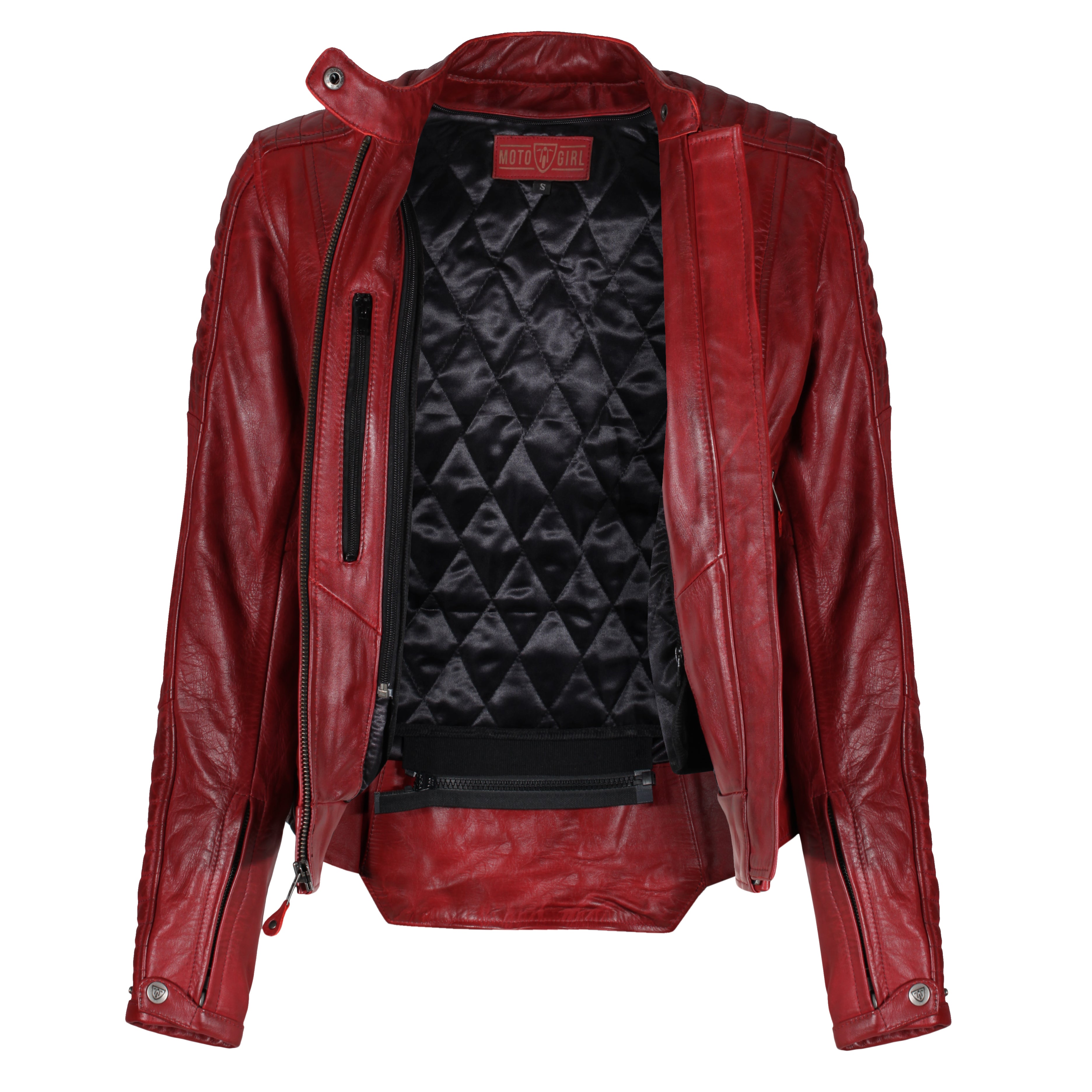 Valerie Red Leather Jacket - MotoGirl Ltd