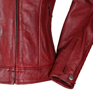 Valerie Red Leather Jacket - MotoGirl Ltd