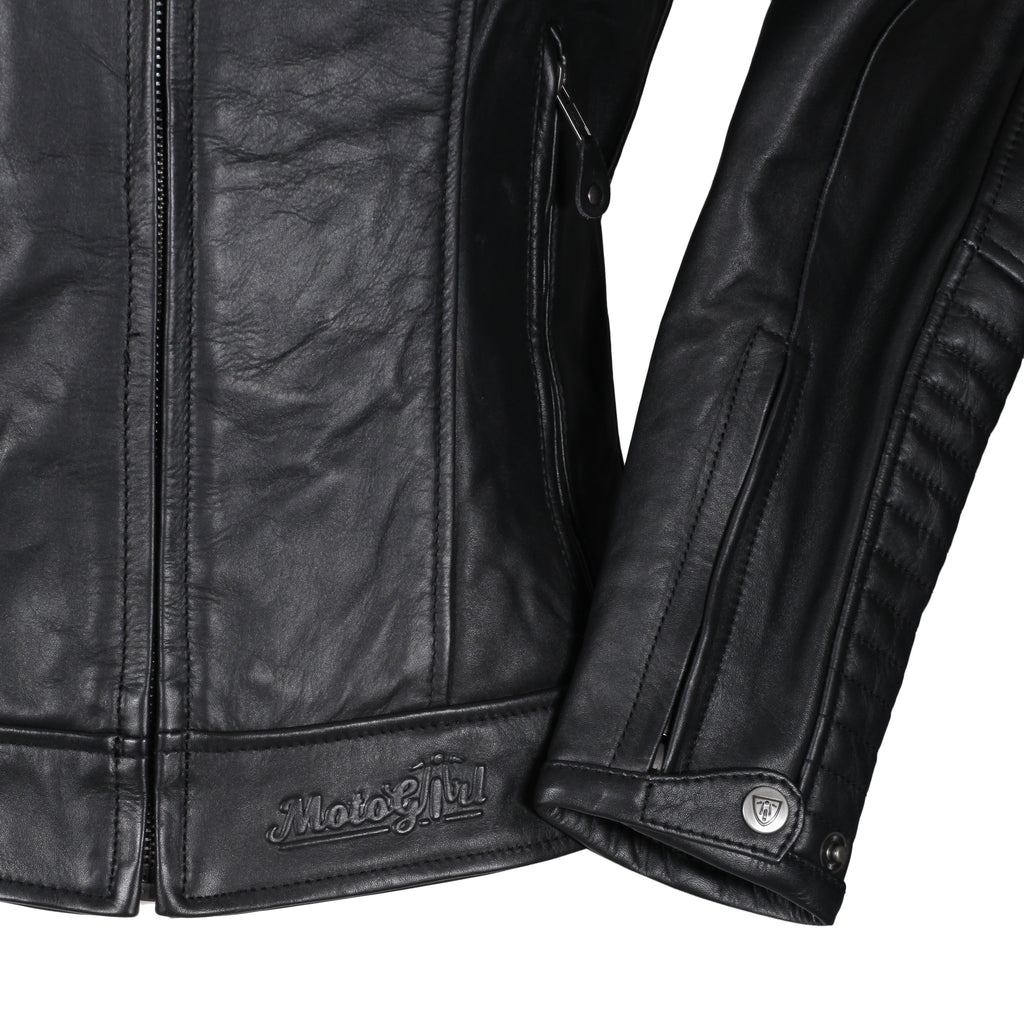 Valerie Black Leather Jacket - MotoGirl Ltd