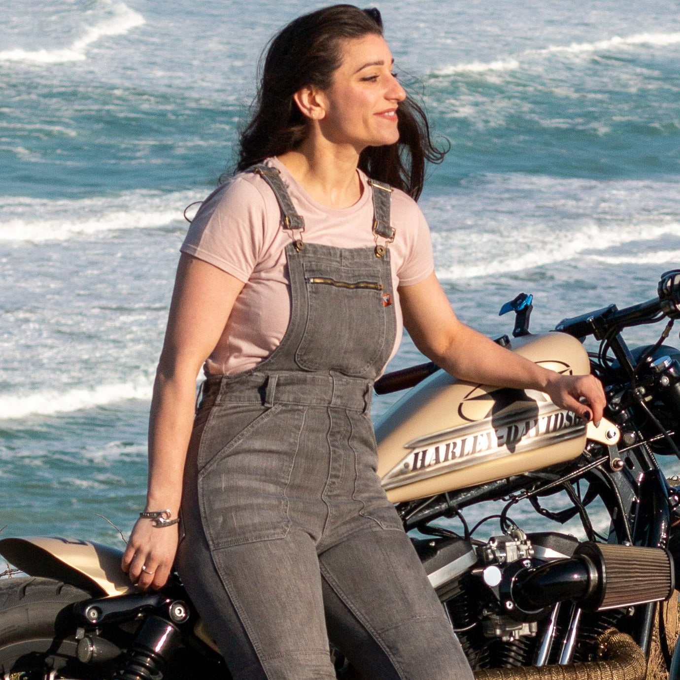 Daisy Grey Dungaree - MotoGirl Ltd