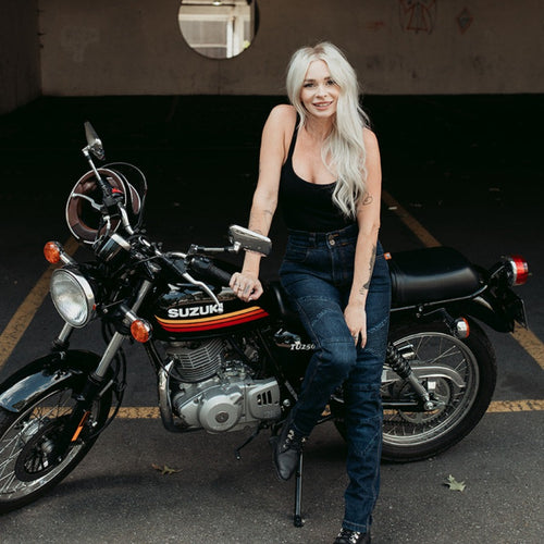 MotoGirl Ribbed Knee leggings black damskie leginsy jeansowe z  ochraniaczami spodnie dla motocyklistek RED HOT CHILI CUSTOMS SKLEP  MOTOCYKLOWY Z CZĘŚCIAMI CUSTOM I ODZIEŻĄ MOTOCYKLOWĄ CAFE RACER SCRAMBLER  VINTAGE- CUSTOM PARTS 