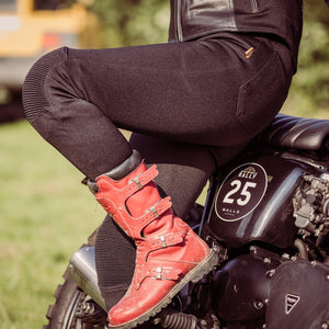 Moto Girl Motogirl Ribbed Black Motorcycle Motorbike Leggings