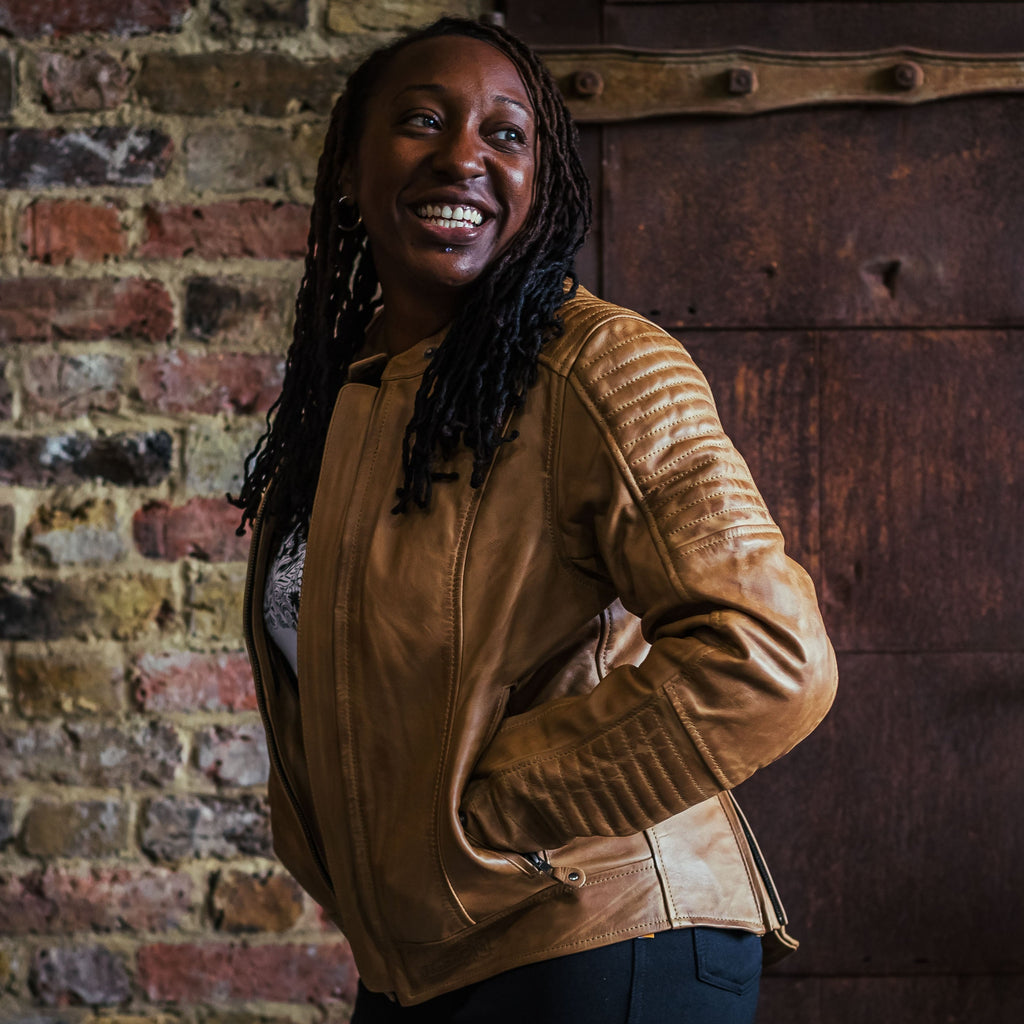 Valerie Camel Leather Jacket - MotoGirl Ltd