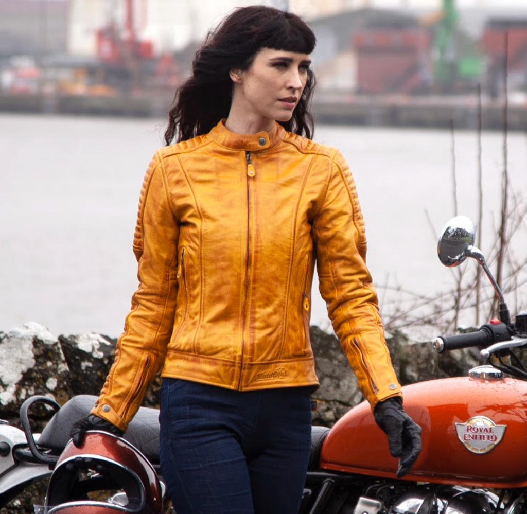 Valerie Yellow Leather Jacket - MotoGirl Ltd
