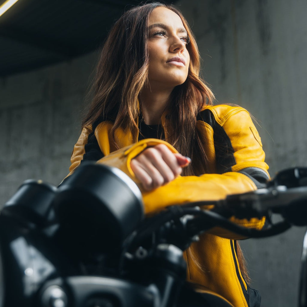 Fiona Yellow Leather Jacket - MotoGirl Ltd