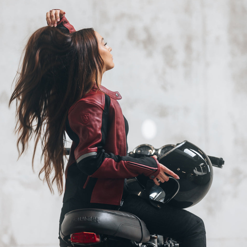 Fiona Red Leather Jacket - MotoGirl Ltd