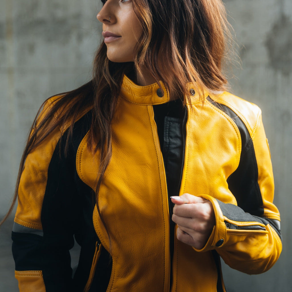 Fiona Yellow Leather Jacket - MotoGirl Ltd